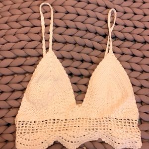 HARLOW CROCHET BOHO CREAM COLOR CROPPED TOP NWOT 100% made small